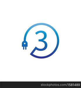 Power cable forming number 3 logo icon