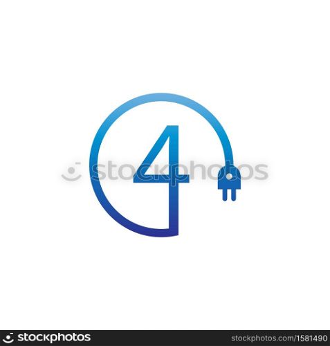 Power cable forming number 4 logo icon