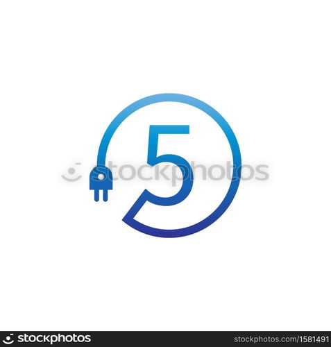 Power cable forming number 5 logo icon