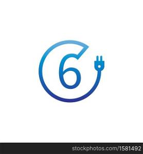 Power cable forming number 6 logo icon