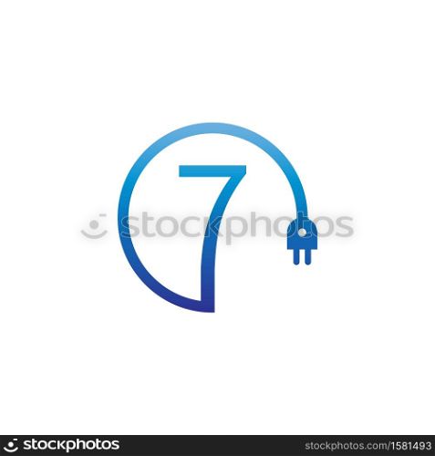 Power cable forming number 7 logo icon