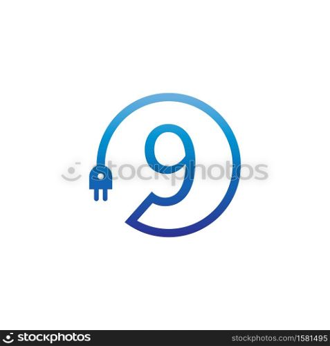 Power cable forming number 9 logo icon