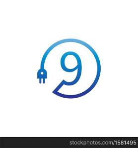 Power cable forming number 9 logo icon