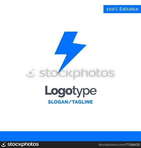 Power, Charge, Electric Blue Solid Logo Template. Place for Tagline