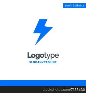Power, Charge, Electric Blue Solid Logo Template. Place for Tagline