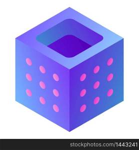 Power cube icon. Isometric of power cube vector icon for web design isolated on white background. Power cube icon, isometric style