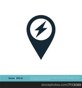 Power Electric Pointer / Pin Icon Vector Logo Template Illustration Design. Vector EPS 10.