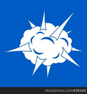 Power explosion icon white isolated on blue background vector illustration. Power explosion icon white