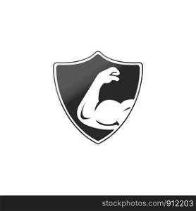 Power gym vector logo design. Fitness vector logo design template. Logo template with the image of a muscular arm.