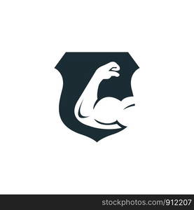 Power gym vector logo design. Fitness vector logo design template. Logo template with the image of a muscular arm.