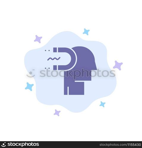 Power, Influence, Engagement, Human, Influence, Lead Blue Icon on Abstract Cloud Background