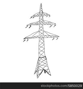 Power lines. Hand drawn sketch illustration
