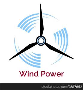 power making company logo with wind turbine isolated on white