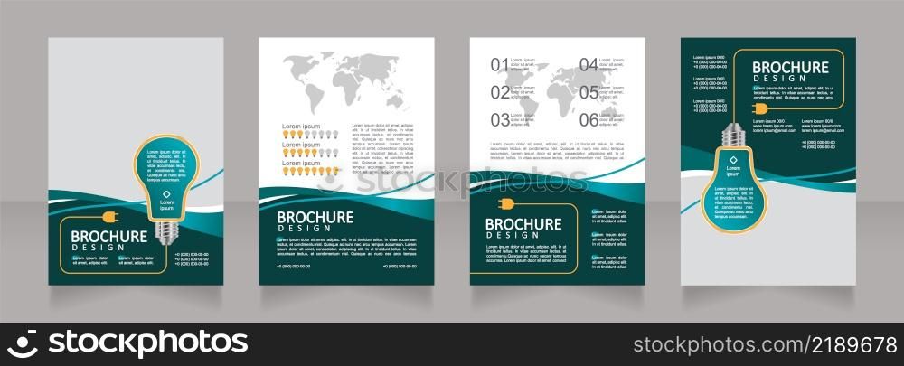 Power network building technology blank brochure design. Template set with copy space for text. Premade corporate reports collection. Editable 4 paper pages. Calibri, Arial fonts used. Power network building technology blank brochure design