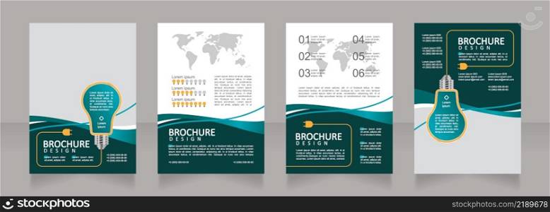 Power network building technology blank brochure design. Template set with copy space for text. Premade corporate reports collection. Editable 4 paper pages. Calibri, Arial fonts used. Power network building technology blank brochure design