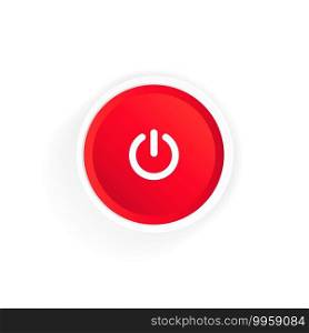 Power on button icon. Red button power. Push-button power of. Vector illustration.. Power on button icon. Red button power. Push-button power of. Vector illustration