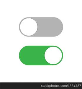 Power ON OFF Switch slider button in gray and green colors. Vector illustration EPS 10