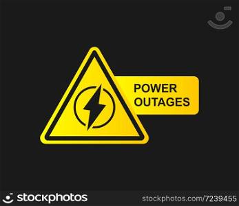 Power outage icon on a black background Vector illustration EPS 10. Power outage icon on a black background. Vector illustration EPS 10