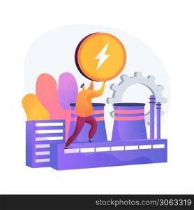 Power plant, electric industry, energy production. Electricity generation fabric, power substation, electrical energy source metaphor. Vector isolated concept metaphor illustration.. Power plant, electric industry, energy production vector concept