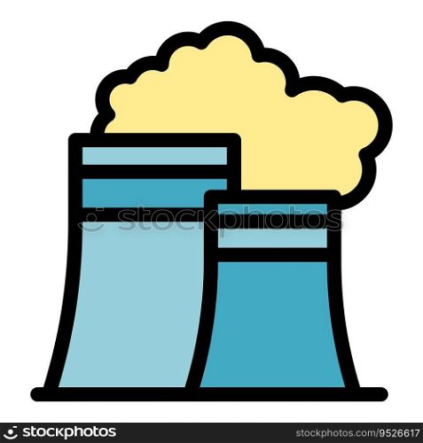 Power plant smoke icon outline vector. Air dust. Wind purify color flat. Power plant smoke icon vector flat