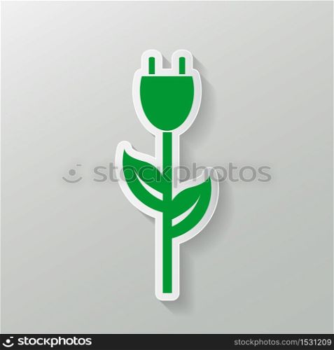 Power plug green ecology emblem or logo,Vector illustration
