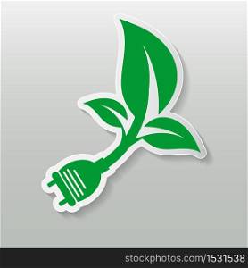 Power plug green ecology emblem or logo,Vector illustration