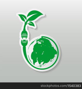 Power plug green ecology emblem or logo,Vector illustration