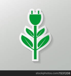 Power plug green two colors ecology emblem or logo,Vector illustration