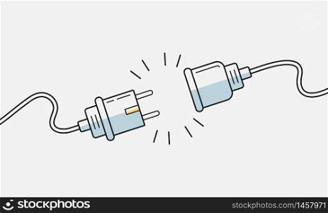 Power plug with wire and socket symbol. Vector illustration. EPS 10. Power plug with wire and socket symbol. Vector illustration EPS 10