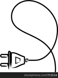 Power Plug With Wire Icon Vector Art Illustration