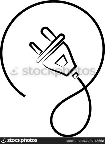 Power Plug With Wire Icon Vector Art Illustration