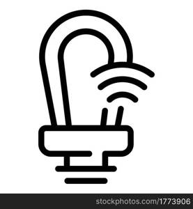 Power smart lightbulb icon. Outline Power smart lightbulb vector icon for web design isolated on white background. Power smart lightbulb icon, outline style