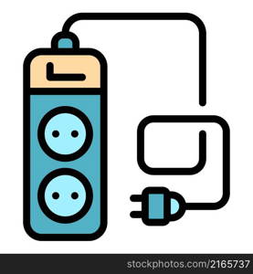 Power socket extender icon. Outline power socket extender vector icon color flat isolated. Power socket extender icon color outline vector