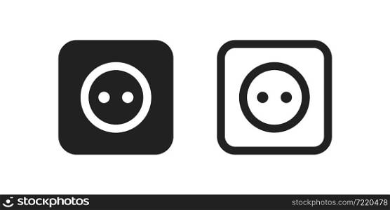 Power socket icon. Electric wall outlet, round symbol in vector simple flat style.