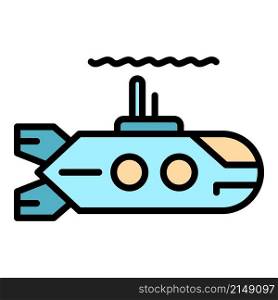Power submarine icon. Outline power submarine vector icon color flat isolated. Power submarine icon color outline vector