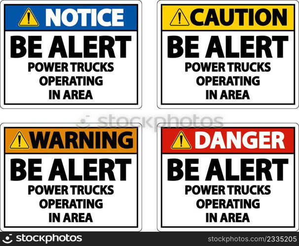 Power Trucks Operating Sign On White Background