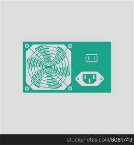 Power unit icon. Gray background with green. Vector illustration.