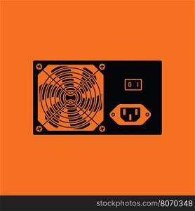 Power unit icon. Orange background with black. Vector illustration.