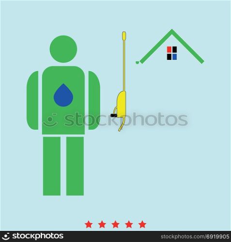 Power washing and gutter cleaning set icon .