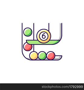 Powerball RGB color icon. Two-drum lottery game. Randomly picking winning numbers. Game with million-dollar jackpot chance. Red, white balls. Isolated vector illustration. Simple filled line drawing. Powerball RGB color icon