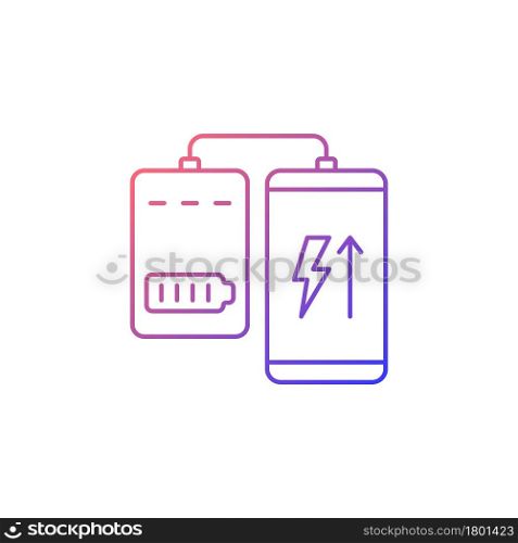 Powerbank for mobile phone gradient linear vector manual label icon. Connect device. Thin line color symbol. Modern style pictogram. Vector isolated outline drawing for product use instructions. Powerbank for mobile phone gradient linear vector manual label icon