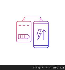 Powerbank for mobile phone gradient linear vector manual label icon. Connect device. Thin line color symbol. Modern style pictogram. Vector isolated outline drawing for product use instructions. Powerbank for mobile phone gradient linear vector manual label icon