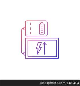 Powerbank for tablet gradient linear vector manual label icon. Charger compatibility. Thin line color symbol. Modern style pictogram. Vector isolated outline drawing for product use instructions. Powerbank for tablet gradient linear vector manual label icon