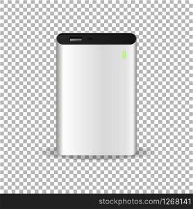 Powerbank realistic flat vector isolated gadget charger, power bank battery charge illustration
