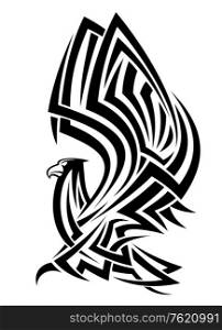 Powerful eagle in tribal style for heraldry design