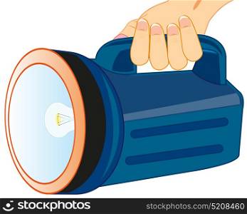 Powerful flash-light in hand. Powerful flash-light in hand of the person