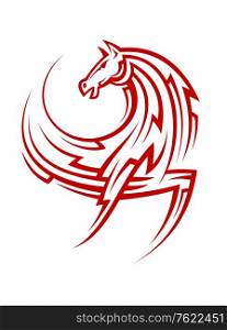 Powerful tribal red horse for tattoo or mascot design