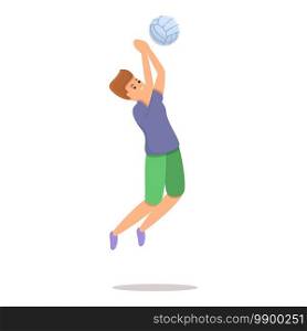 Powerful volleyball kick icon. Cartoon of powerful volleyball kick vector icon for web design isolated on white background. Powerful volleyball kick icon, cartoon style