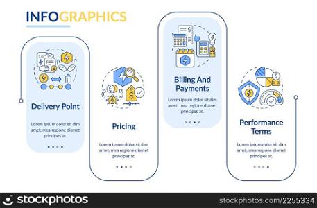 PPA sales rectangle infographic template. Financial sides. Data visualization with 4 steps. Process timeline info chart. Workflow layout with line icons. Lato-Bold, Regular fonts used. PPA sales rectangle infographic template