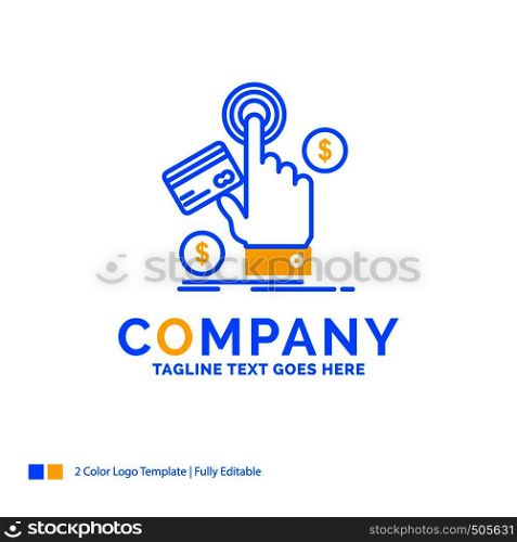 ppc, Click, pay, payment, web Blue Yellow Business Logo template. Creative Design Template Place for Tagline.